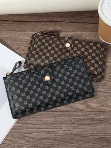 Fashionable women's long wallet, simple zipper multifunctional wallet, elegant women's long wallet, ultra-thin long wallet, wallet that can hold small phones, suitable for outdoor, travel, and back to school