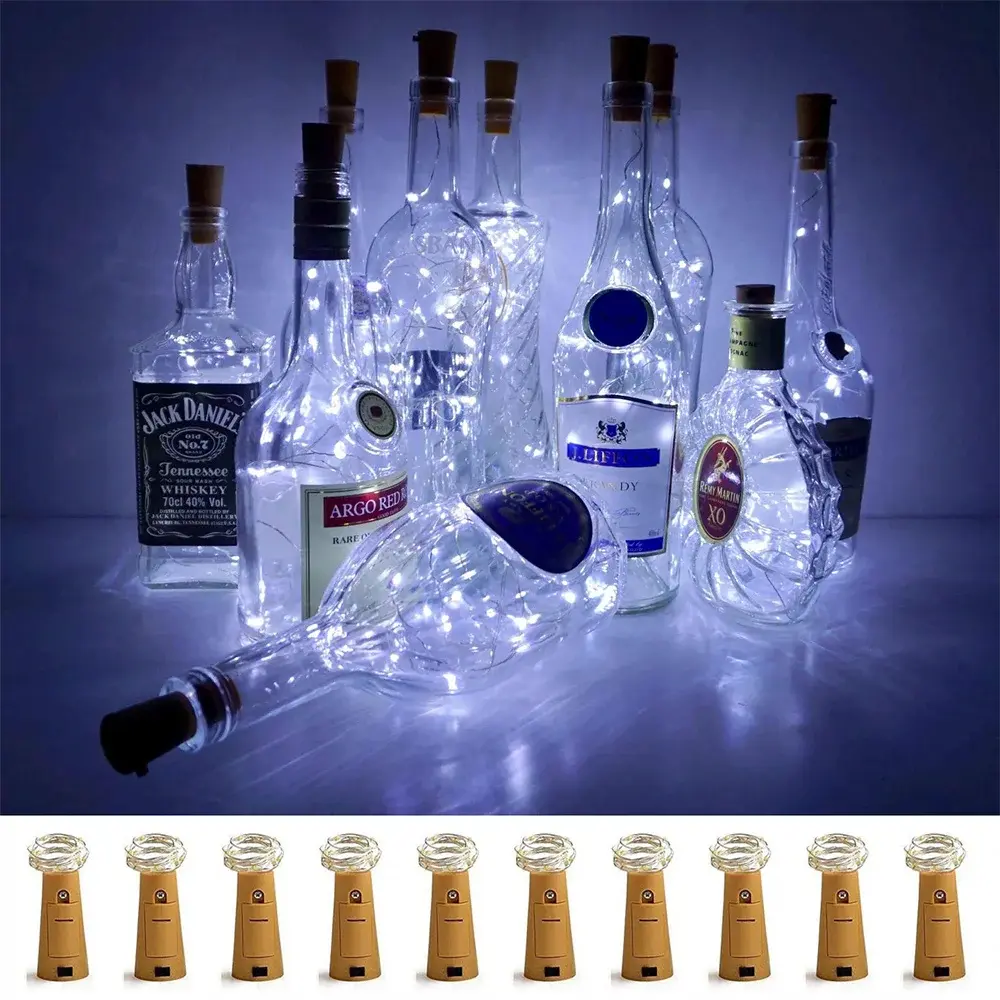 10 Pack 15 LED Wine Bottle Cork Lights, Fairy Mini String Lights Copper Wire, Battery Operated Starry Lights for DIY, Christmas, Halloween, Wedding, Party, Indoor&Outdoor