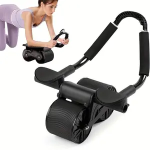 Stainless Steel Automatic Rebound Ab Roller with Elbow Support - Core Strength Training Equipment, 1480g
