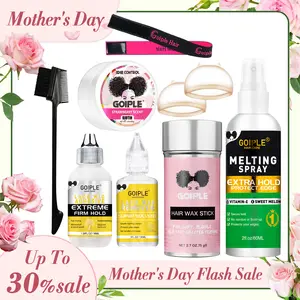 【Mother's Day】9 Count Wig Essentials Kit - Lace Front Wig Glue, Remover, Wig Caps, Elastic Band, Hair Wax Love At First FindStick, Edge Control and Brush Melting Spray Haircare