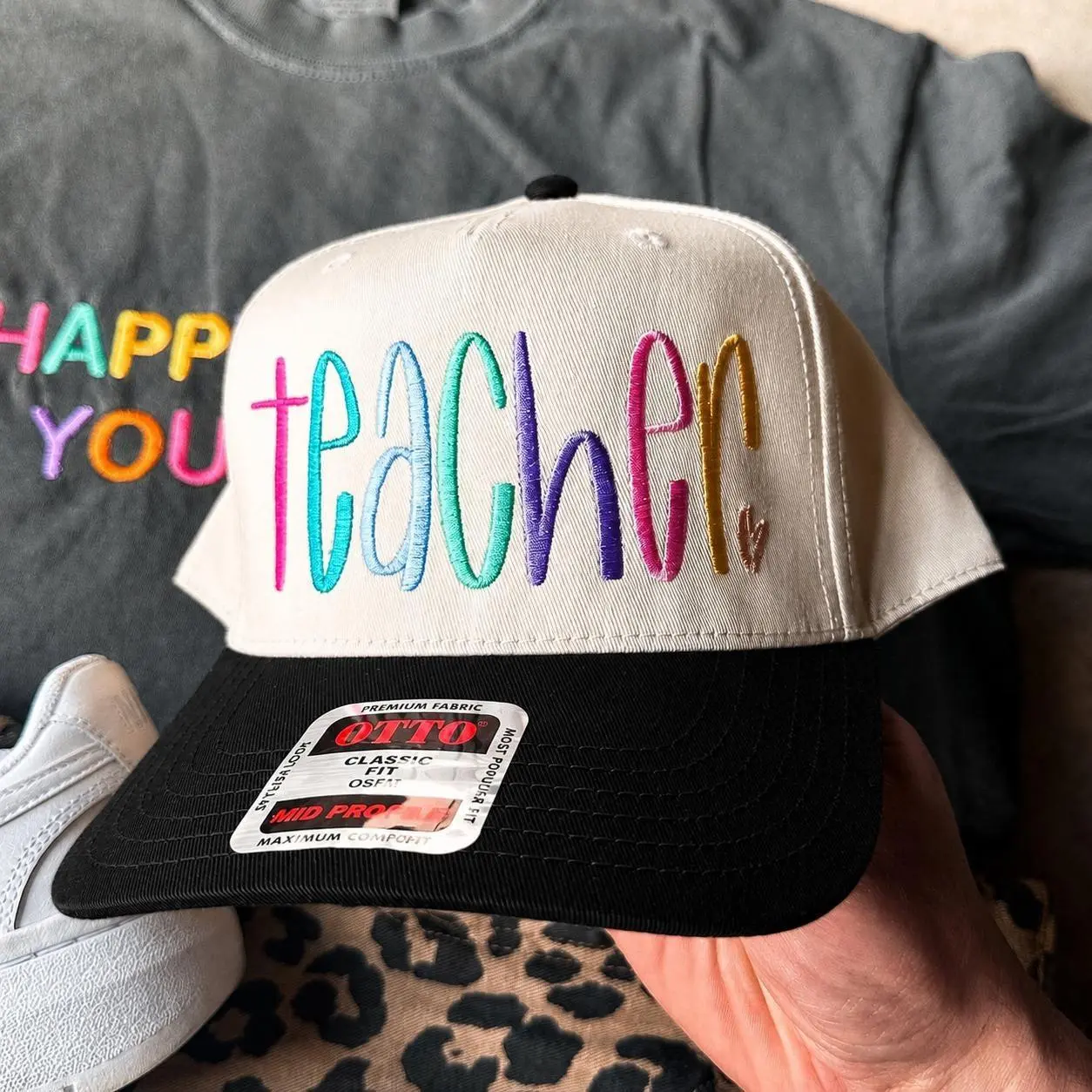 Teacher Embroidered Trucker Hat Colorful Teacher Hat, Unisex hat, Summer Trucker Hat
