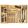 KitchenEdge Premium Silverware Organizer - Bamboo & Rubber Non-Slip, Adjustable Flatware Storage for Kitchen Drawers, 11 Compartments, Expandable from 14 to 25 Inches - Boxes Utensils