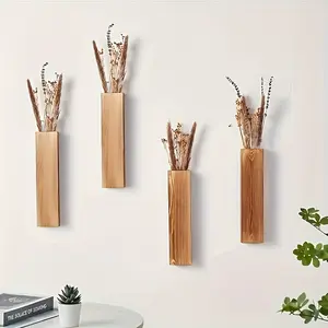 1pc Classic Wooden Wall Planter for Indoor and Outdoor Decor