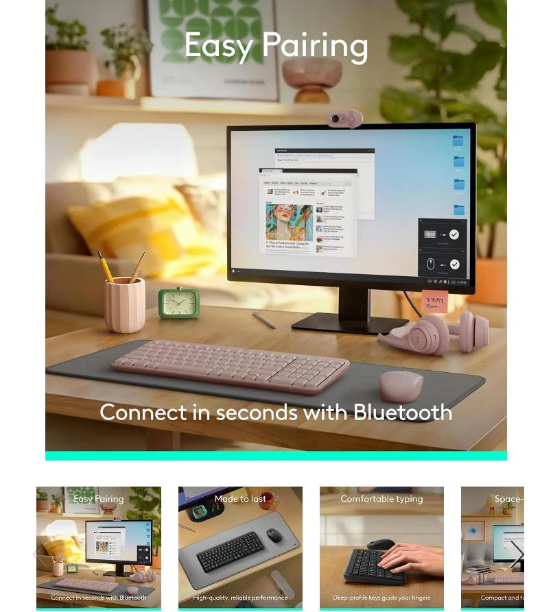 Logitech MK250 Bluetooth Wireless Mouse and Keyboard Combo: Fast & Easy Connectivity, Compact Wireless Keyboard, Ambidextrous Mouse (Graphite) - Wireless Bluetooth Keyboard - Rose - Wireless Bluet