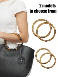 Boho Bamboo Handle Round Handbag Accessory, Resin Material, Durable Structure, Large Size, Strong Load Capacity, Regional Style, Bohemian