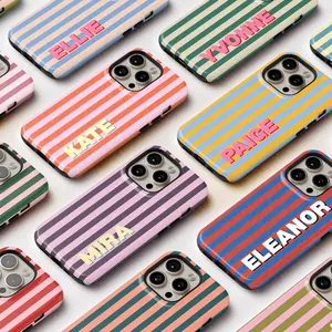 Custom  Stripe Phone Case, Personalized Initials Monogram Striped Cover for iPhone 17 & Samsung