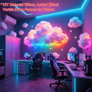 2/4/6-meter intelligent thundercloud light, DIY decorative light, with music synchronization, RGB color change, USB power supply, non waterproof, for bedroom, living room, game room, holiday decorative wall lights/night lights, Led Mood Light