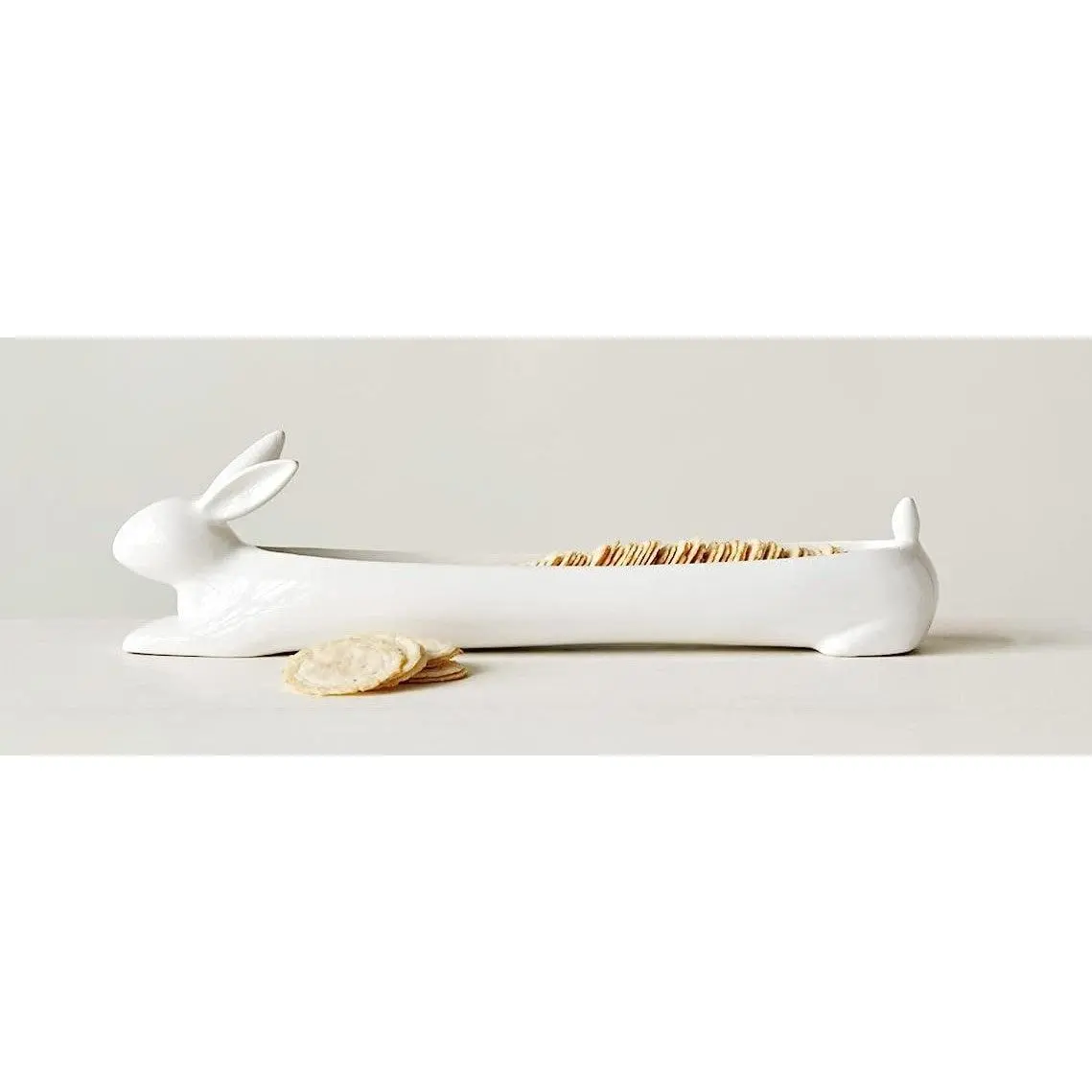 Bunny Rabbit White Ceramic Serving Platter Plate Cracker Dish Trays Serveware
