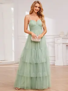 Ever-Pretty Women's V-Neck High-Waist Mesh Suspender Prom Date Evening Skirt Dress s0048