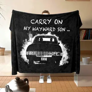 Supernatural Classic Car Pattern Office Chair Blanket, Carrying My Wayward Son Theme, Soft Polyester Suitable for All Seasons, Durable Lightweight Home Decor Accessory