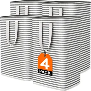 4 Pack Laundry Hamper Large Collapsible Laundry Baskets, Freestanding Waterproof Clothes Hamper with Easy Carry Handles in Laundry Room Bedroom Bathroom College Dorm Adults, Black, 4 x 80L girl pink Laundry Storage and Transport Bag cleaning bag