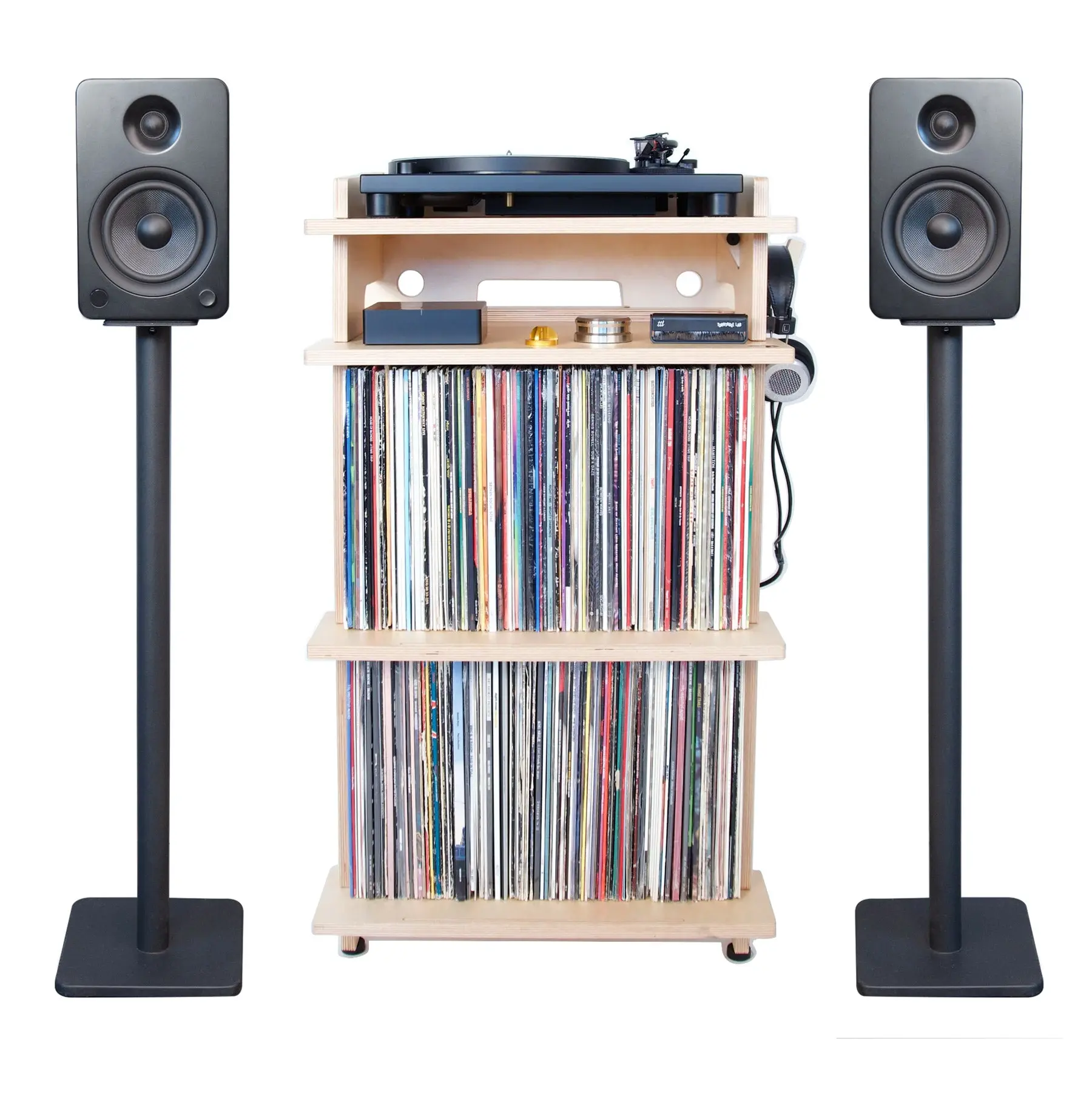 Line Phono Turntable Stand & 32" Kanto Speaker Stands Bundle, Audio Accessories with Amplifier Shelf, Complete Setup That Fits Most Turntables & Speakers