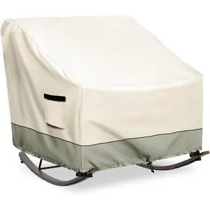 Outdoor Rocking Chair, Indoor Heavy Duty  Papasan Rocking Chair Cover with Split Zipper,Easy to use,White&Grayish Green