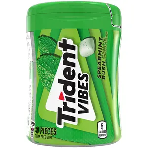 2x Trident Vibes Spearmint Rush Chewing Gum - Fresh Mint Flavor Breath Mints Snack Treat 40ct