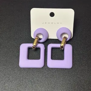 Jewelry Purple Acrylic Earrings Geometric Form