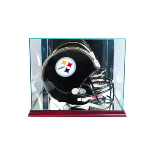 Perfect Cases  Rectangle Football Helmet Display Case- Cherry