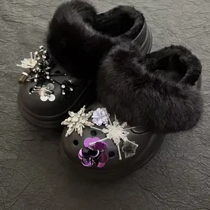 Lovely Furry Winter Snow Slippers Shoes for Women 2025 New Warm Fur Winter Clogds Casual Shoes Soft EVA