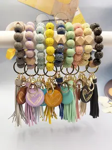 Vintage Wooden Heart Pendant Keychain for Bags, Leopard Print PU Fringe Hanging Decoration, Backpack Bag Charm Accessory Gift for Mom