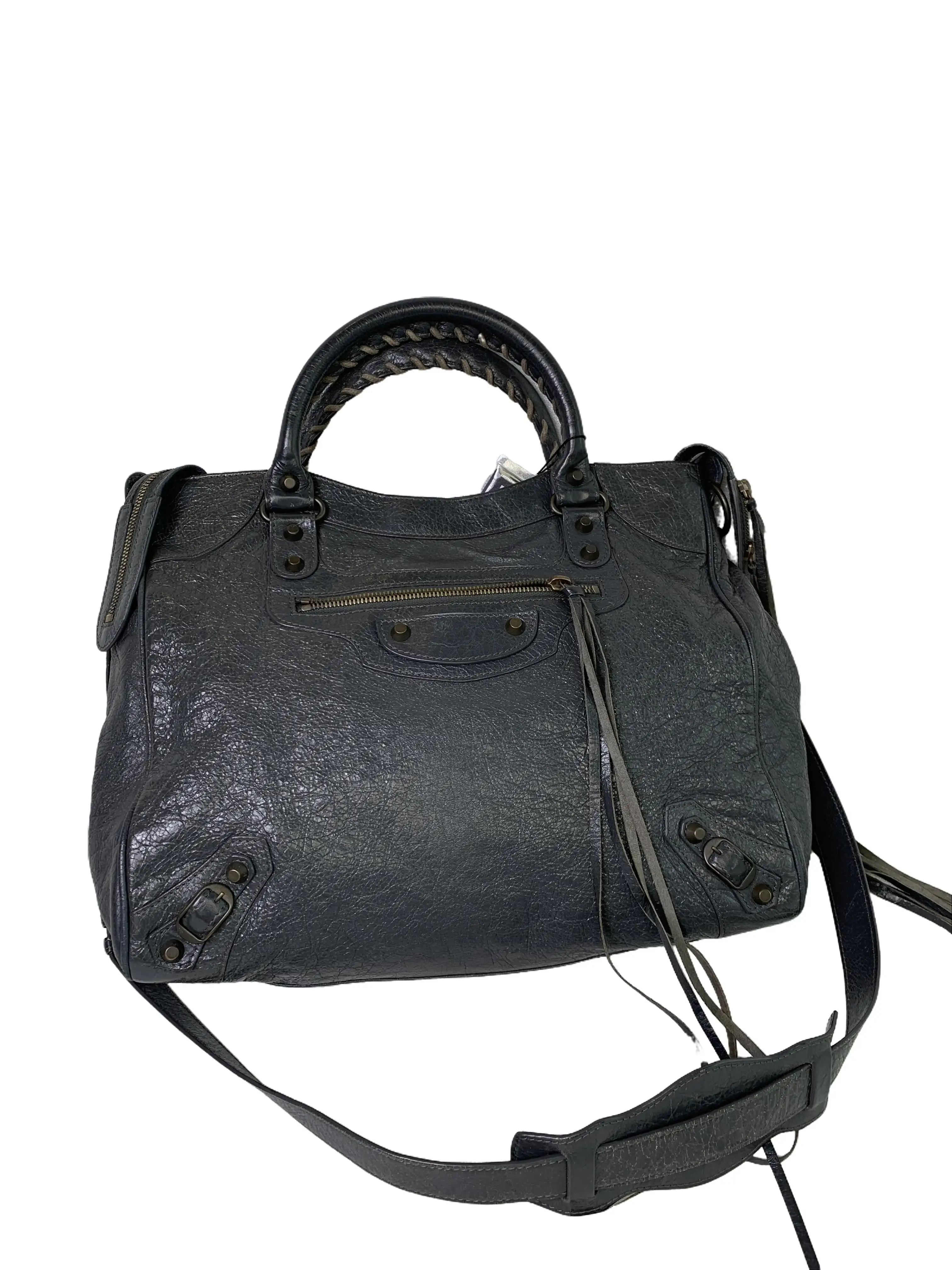 Pre-owned Balenciaga Dark Grey City Motorcycle Bag/WJ06324817/4817