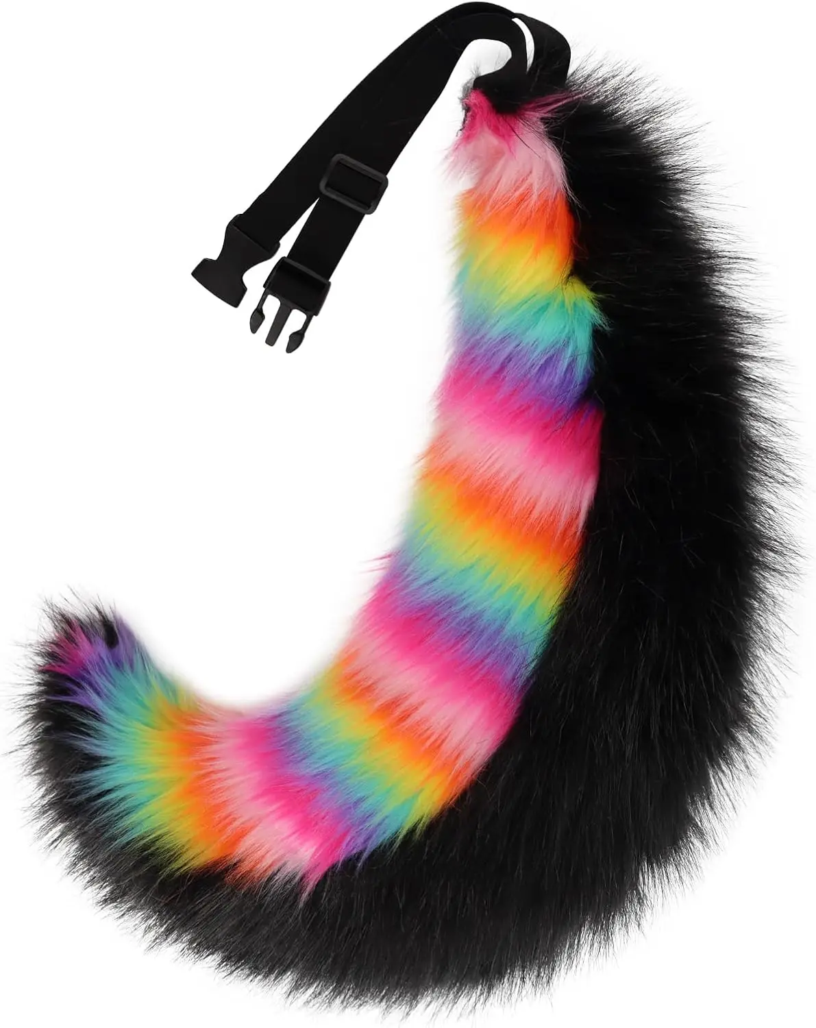 Soft Furry World Soft Texture Faux Fur Animal Tail - Unisex Adult Handmade 60cm (23.62 inches) Comfortable Belted Elastic Belt, Fox/Wolf Styles, Halloween Fursuit Costume Animal Party Accessories for Most Adults