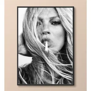 [UNFRAMED POSTER] Kate Moss Poster Print,Fashion Icon Kate Moss Smoking Wall Art Vintage Home Aesthetic Fashion Decor  Print