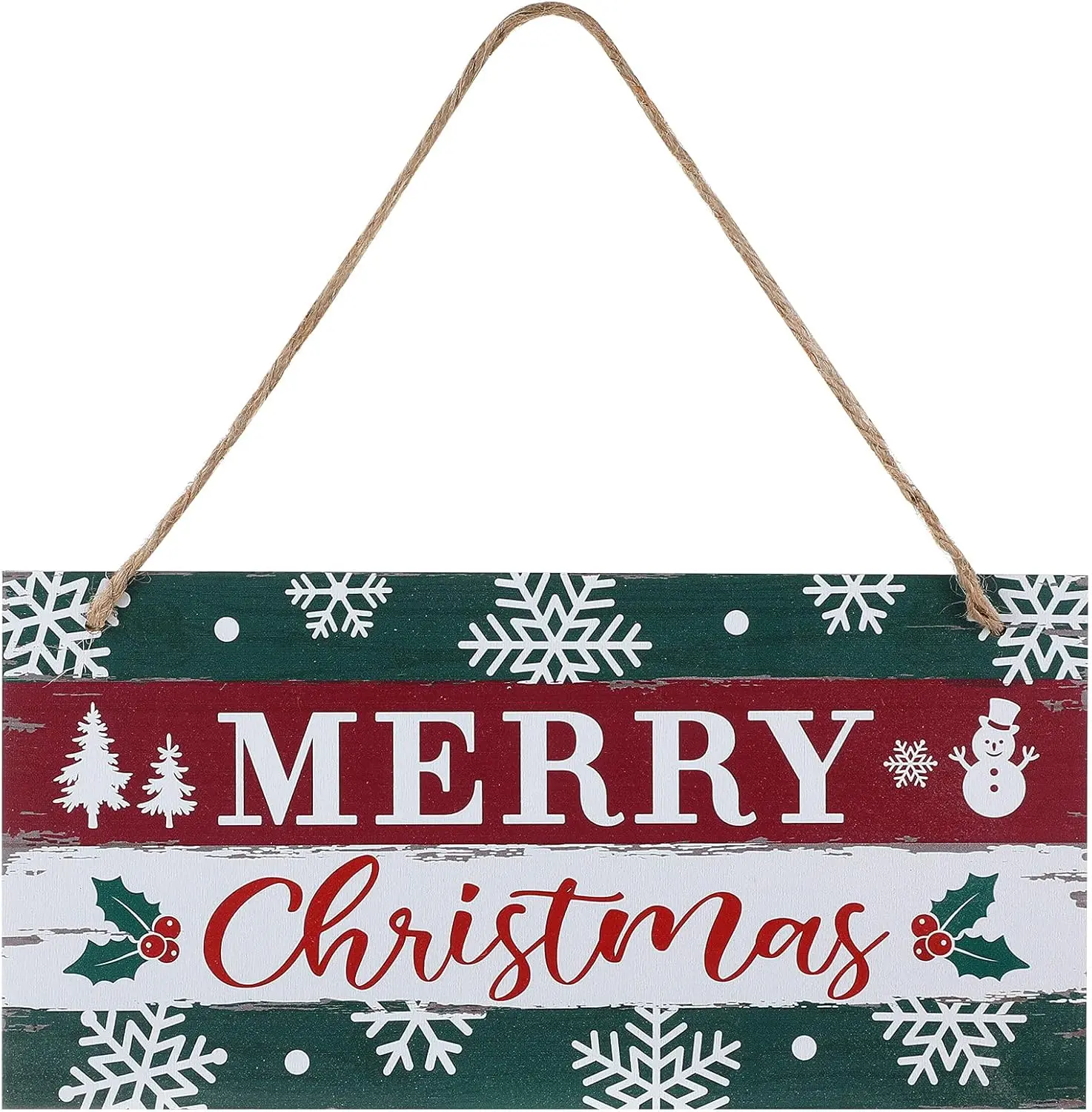Christmas Sign Rustic Merry Christmas Hanging Sign Farmhouse Outdoor Wooden Christmas Decoration Xmas Holiday Decor with Hanging Rope for Christmas Home Window Wall Farmhouse Indoor Decoration