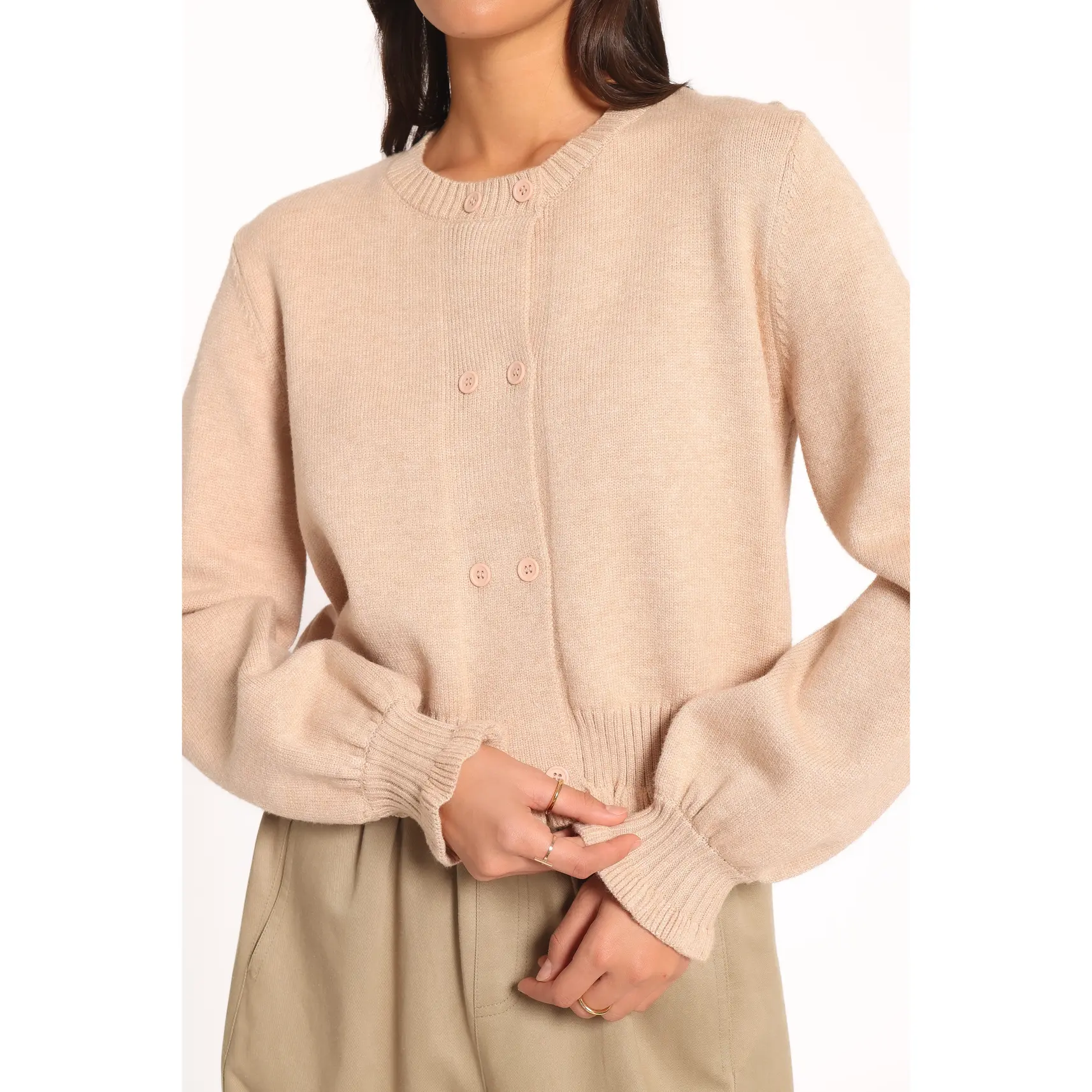 Marjorie Frill Cardigan - Beige