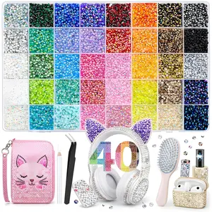 40-Color Ultimate Bedazzler Kit with 3mm Mixed Jelly AB Rhinestones Flatback Resin Gems| Includes Tools| DIY Bling Set for Shoes, Phone Cases, Tumblers & Nail Art Bedazzling Kit for Crafting Book