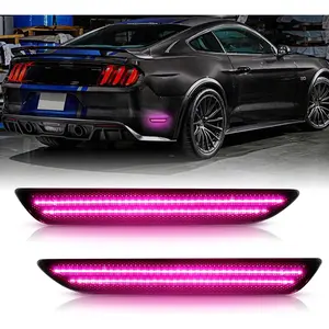 LED Side Marker Lights for Ford Mustang 2015-2023, Rear Fender Bumper side Marker Reflectors Lamps Kit Assembly,Somked Len 2PCS (Pink Purple)