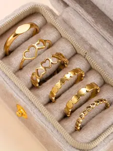 Women's Stainless Steel Ring Set, Fashion Rings, Fashionable Simple Design, Perfect for Daily Wear & Special Occasions, Ideal Gift