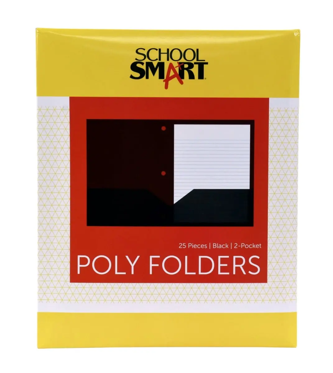 School Smart 2019636 Heavyweight Two-Pocket Poly Folder with Three-Hole Punch, Black - Pack of 25