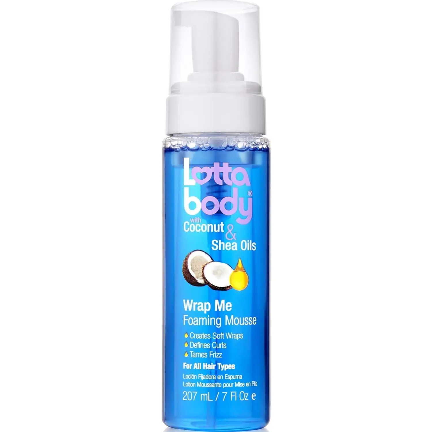Lottabody Wrap Me Foaming Mousse with Coconut & Shea Oils, Lightweight Moisture-Rich Curl-Defining & Frizz-Control Styling Mousse for Natural Curly, Coily & Relaxed Hair, 7 oz