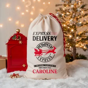 Reindeer Express Delivery Sack Personalized Christmas Gift Bag North Pole Santa Mail Bag