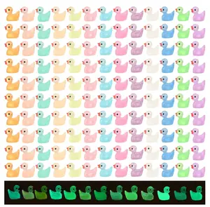 130 pcs Luminous Mini Resin Ducks,Glow in The Dark Tiny Duck for Home Hide Prank Game Dollhouse Decor Aquarium Potted Miniature Landscape DIY Ornament