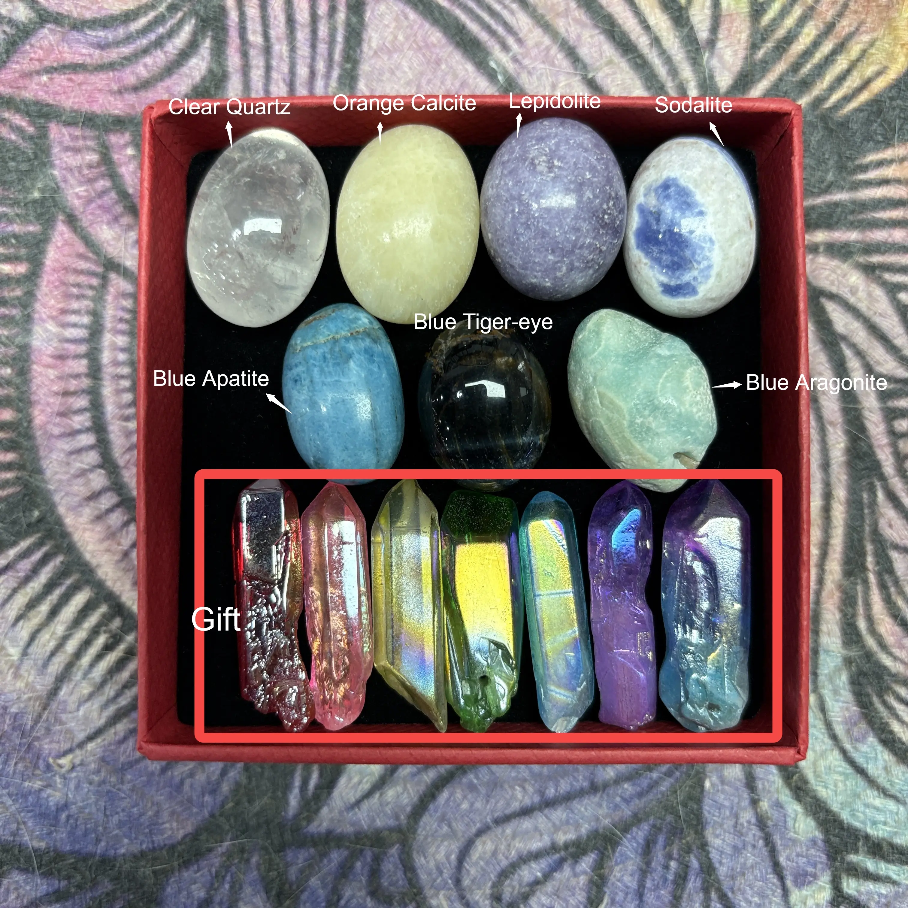 14pcs Hexagon Pointed Quartz Stone Gift Box