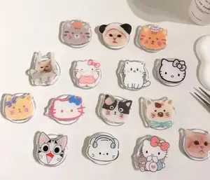 Cute Funny Cat Griptok, Kawaii 3D Acrylic Phone Grip, Meme Cat Phone Socket for iPhone, Cartoon Animal Stand, Gift for Cat Lovers
