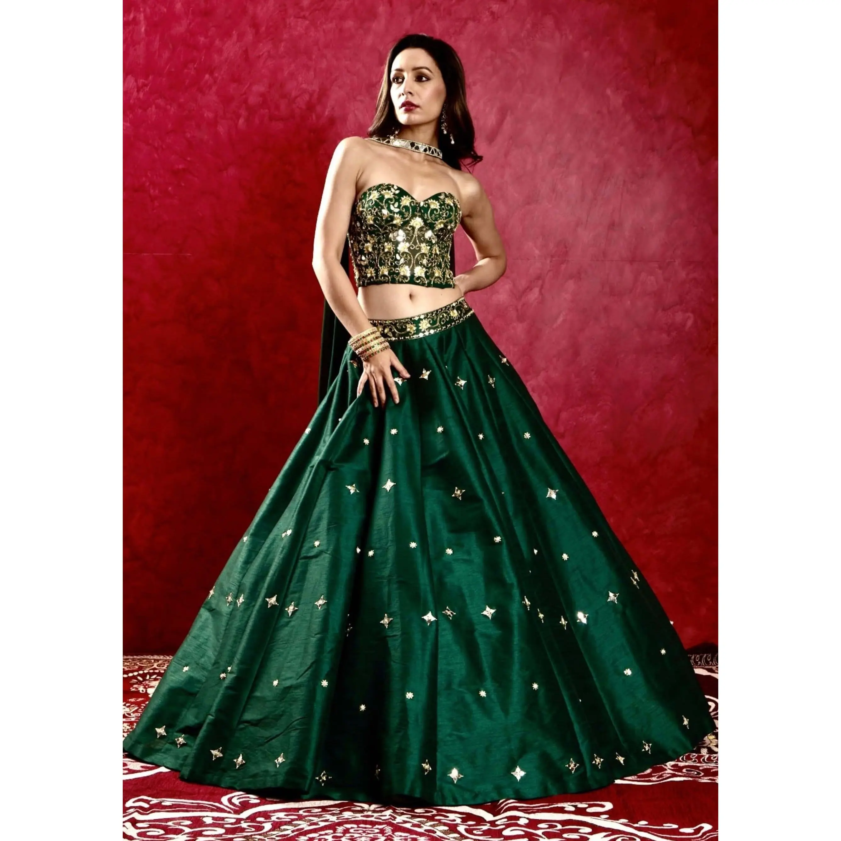 Aarzu emerald green lehenga set