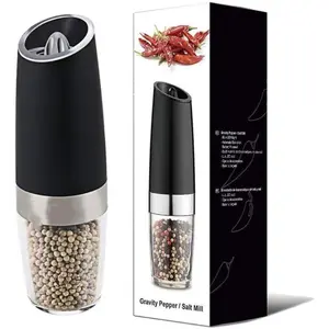 Stainless Steel Battery Operated Gravity Electric Pepper Grinder Salt Mill Automatic Spices Mill with Led Light