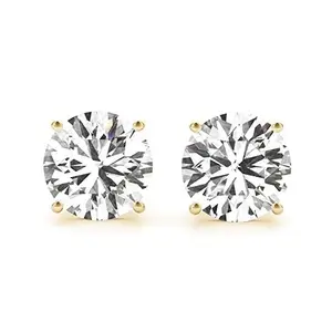 Rylos 14K Yellow Gold Diamond Stud Earrings for Women, Lab-Grown Diamonds, 2–5 Carat, Color F-G, Clarity VS-SI