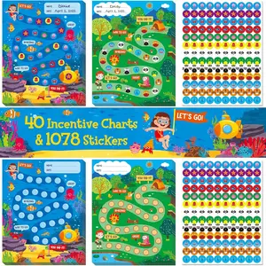 40 Pack Incentive Chart, 2 Adorable Designs with 1078 Stickers, Classroom Family Reward Chart System for  Homework Assignments, Attendance, Good Behavior, Chores, Potty  Progress