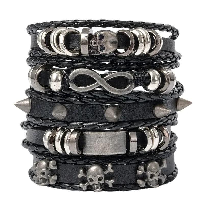 Skull Rivet Punk Bangle Bracelet