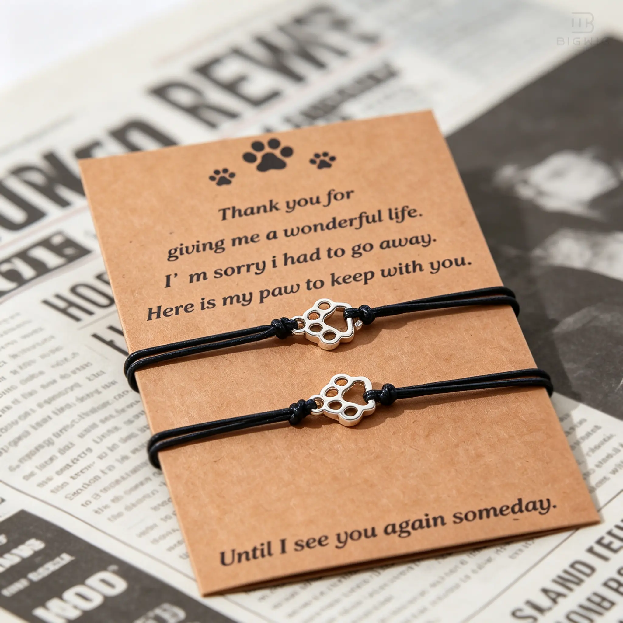 Dog Memorial Paw Print Bracelet Set - Pet Loss Sympathy Loss Gift for Dog & Cat Lovers (2 Pcs) backtoschool
