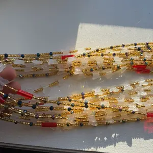 Glow in dark Tie on Waistbeads - Multicolor Beaded Waist Chain for Stylish Outfits