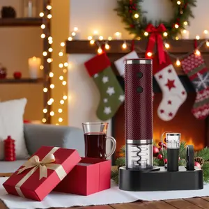 Electric Wine Opener Set – Easy One-Touch Corkscrew with Foil Cutter, Aerator, Vacuum Stopper – Arthritis Friendly Wine Bottle Opener for Parties, Weddings & Seniors