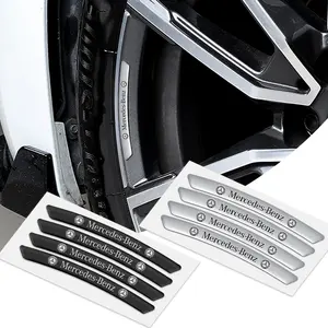 4PCS Aluminum Car Wheel Rim Sticker Auto Emblem Decoration Decal For Mercedes Benz G S R C E B A Class GLA GLK C180 E300 S200