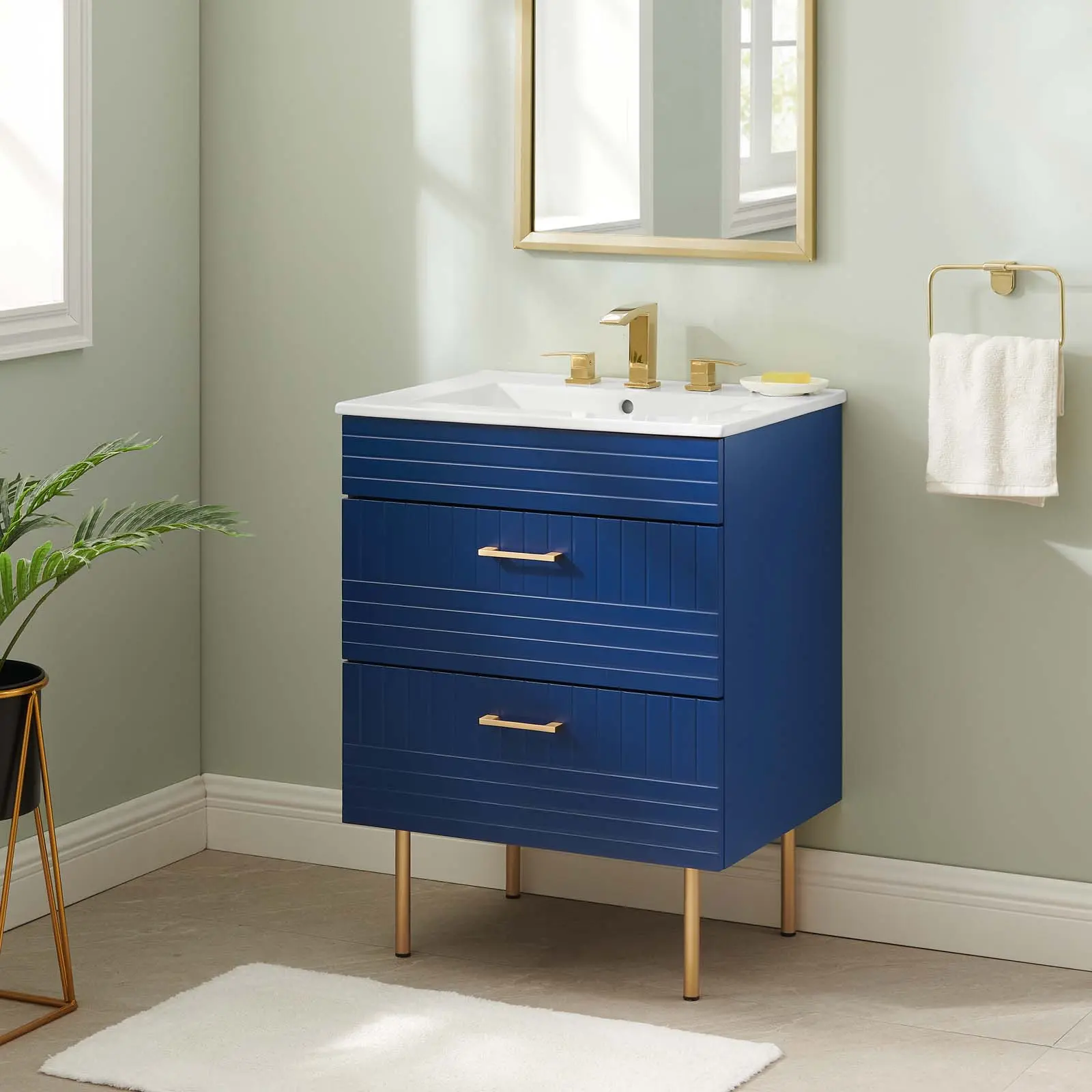 Modway Daybreak 24" Bathroom Vanity in Blue White Modway Daybreak 24" Bathroom Vanity in Blue White