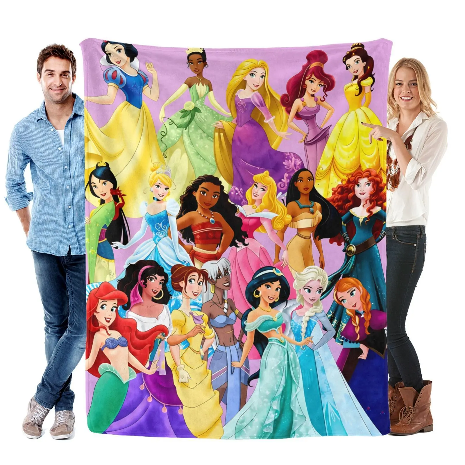 Disney Princess Flannel Blanket, Soft Comfortable Print Throw Blanket for Bed Sofa Office and Outdoors