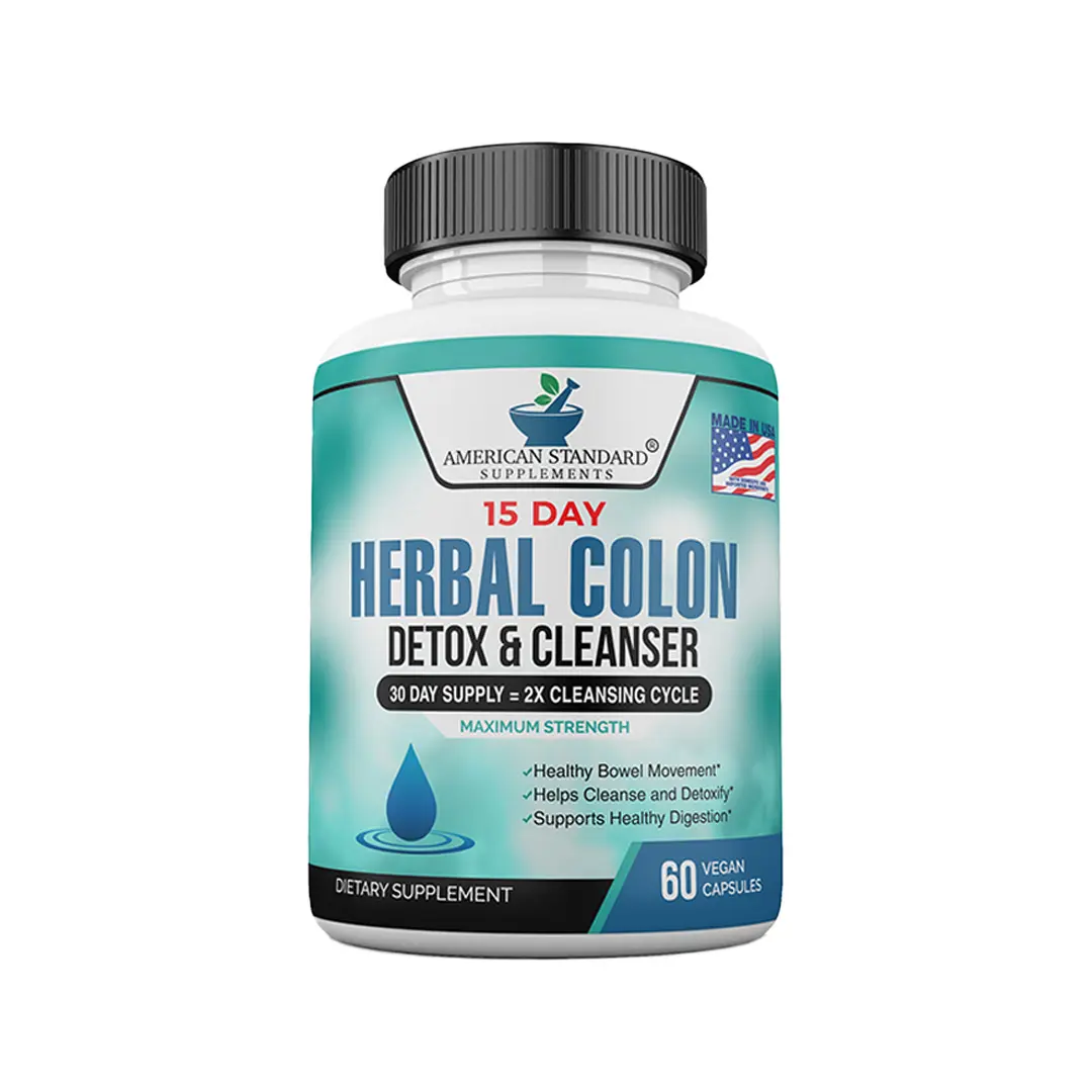 American Standard Supplements Colon Cleanse, Colon Detox for 15 Day Supply with Senna Leaves, Psyllium Husk, Aloe Vera, Milk Thistle, Ginger, Dandelion, Arthichoke, Papaya Fruit, Cascara Sagrada, Sarsaparilla -  60 Veggie Capsules