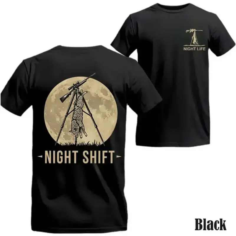 Coyote Night Life Hunting Shirt – Predator Hunter Graphic Tee For Men, Fun Night Hunting T Shirt, Outdoor Hunter Gift For Dad, Unisex Casual Graphic T-Shirts