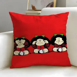 comic character Mafalda Cushion Cover Ultra-Soft Reversible Plush Pillow Cover | Double-sided fluffy comfort for car, sofa, bedroom | Skin-friendly fabric | Easy clean & maintain | Stylish home decor | Perfect gift for family & friends